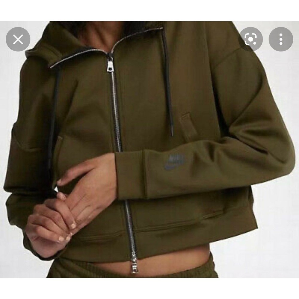 New BLACK NikeLab Essentials Release Zip‎ Crop Hoodie L